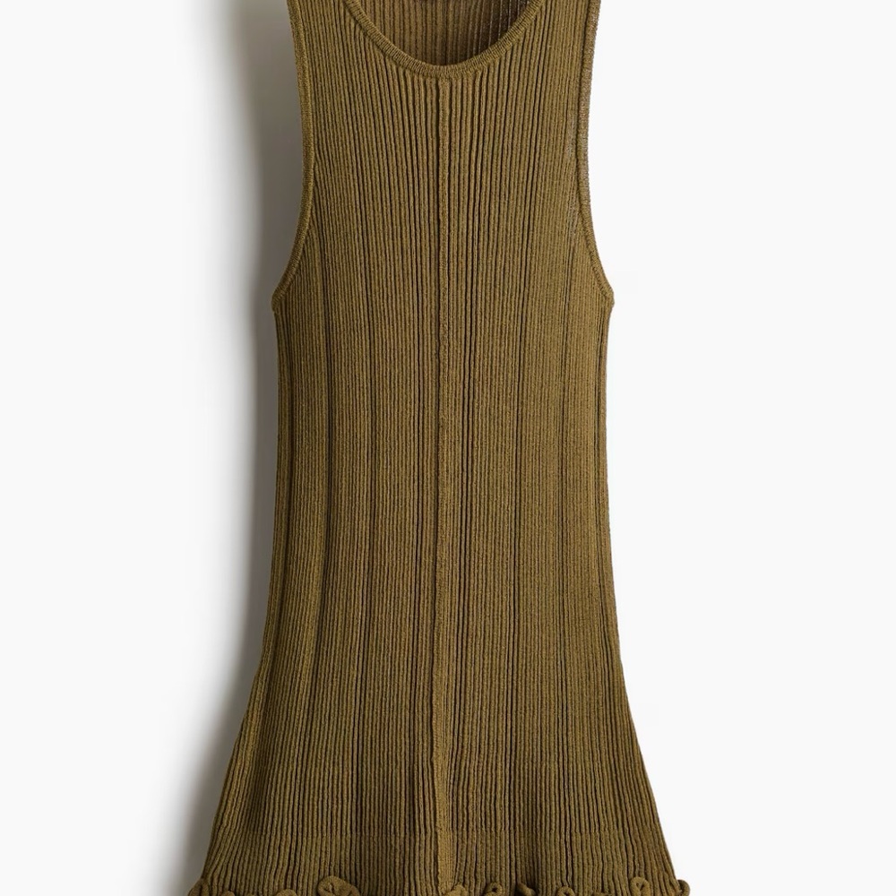 H&M RIB-KNIT TANK TOP KHAKI GREEN